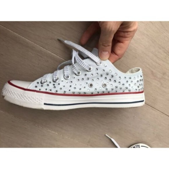 Converse All Star sneakers unisex women 7.5  white Swarovski crystals Shoes - Picture 2 of 7